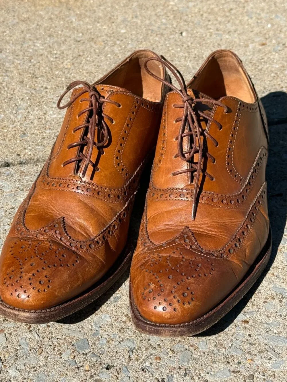 E.M. Allen Mens 10 Italian Leather Wingtip Brogue Oxfords Old Money 4097